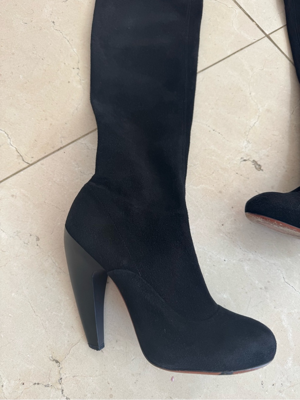 Alaia Women's Black Over-the-Knee Suede Stretch Heel Boots, Size 39 - Picture 3 of 8